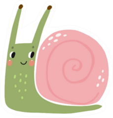 Cute Cartoon Illustration Of A Snail Sticker