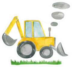 Cute Cartoon Illustration Of Construction Yellow Tractor Sticker