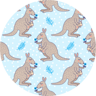 Cute Cartoon Kangaroo Baby And Small Flower Pattern Sticker