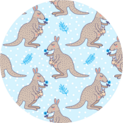Cute Cartoon Kangaroo Baby And Small Flower Pattern Sticker