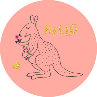 Cute Cartoon Kangaroo Hello With Hearts Sticker