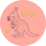 Cute Cartoon Kangaroo Hello With Hearts Sticker