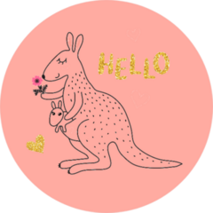 Cute Cartoon Kangaroo Hello With Hearts Sticker