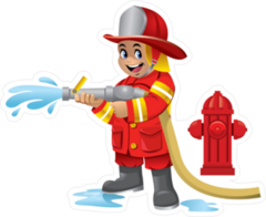 Cute Cartoon Kid Of Firefighter Sticker