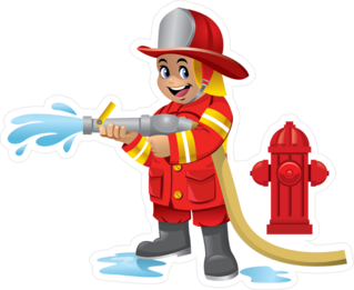 Cute Cartoon Kid Of Firefighter Sticker