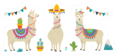 Cute Cartoon Llama Decorative Sticker