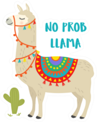 Cute Cartoon Llama No Prob Llama Sticker