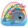 Cute Cartoon Narwhal And Five Owls Sticker