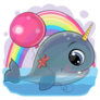 Cute Cartoon Narwhal With Balloon Sticker