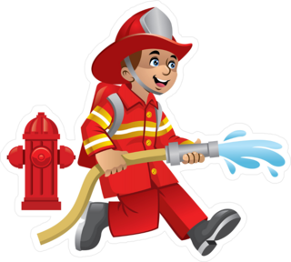 Cute Cartoon Of Firefighter Sticker