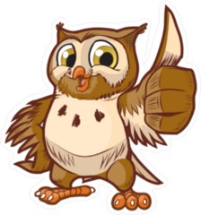 Cute Cartoon Owl with Thumbs Up Sticker