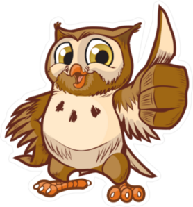Cute Cartoon Owl with Thumbs Up Sticker