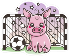 Cute Cartoon Pig With A Soccer Ball Sticker