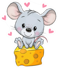 Cute Cartoon Rat Is Sitting On A Cheese Sticker