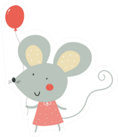 Cute Cartoon Rat With Balloon Sticker