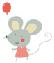 Cute Cartoon Rat With Balloon Sticker