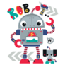 Cute Cartoon Robot Waving Sticker