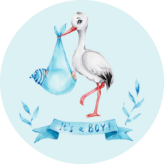 Cute Cartoon Stork In Blue Sticker