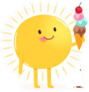Cute Cartoon Sun Eating Ice Cream Sticker