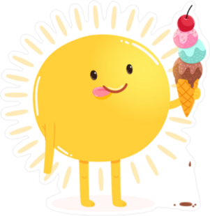 Cute Cartoon Sun Eating Ice Cream Sticker