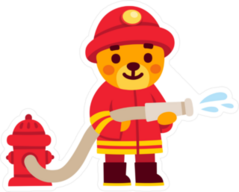 Cute Cartoon Teddy Bear Firefighter Sticker