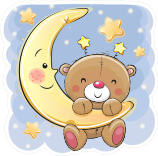 Cute Cartoon Teddy Bear On The Moon Sticker