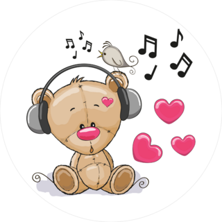 Cute Cartoon Teddy Bear With Headphones Sticker