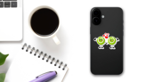 Cute Cartoon Tennis Balls In Love Sticker on a Phone (New) example