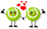 Cute Cartoon Tennis Balls In Love Sticker