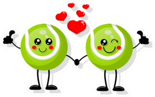 Cute Cartoon Tennis Balls In Love Sticker