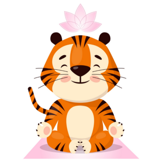 Cute Cartoon Tiger Doing Yoga Sticker