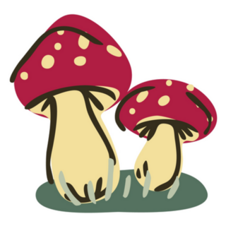 Cute Cartoon Toadstool Mushroom Monochrome Line Art Sticker