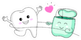 Cute Cartoon Tooth Character Using Dental Floss Sticker