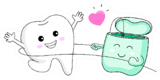 Cute Cartoon Tooth Character Using Dental Floss Sticker
