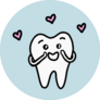 Cute Cartoon Tooth In Love Hand Drawn Doodle Sticker