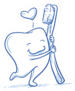 Cute Cartoon Tooth In Love Hugging His Toothbrush Sticker