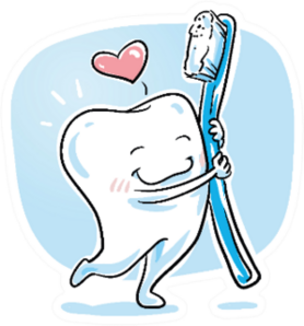 Cute Cartoon Tooth In Love Hugging Ist Toothbrush Sticker