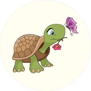 Cute Cartoon Turtle and Butterfly Sticker
