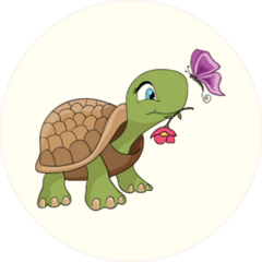 Cute Cartoon Turtle and Butterfly Sticker