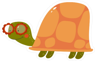 Cute Cartoon Turtle with Glasses Sticker