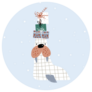 Cute Cartoon Walrus Holding A Stack Of Gifts Sticker