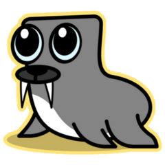 Cute Cartoon Walrus On Yellow Sticker