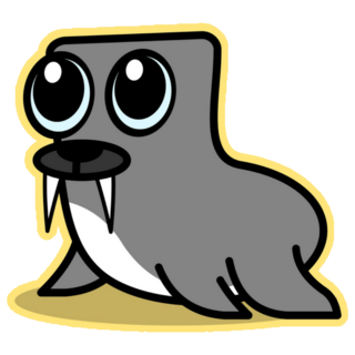 Cute Cartoon Walrus On Yellow Sticker