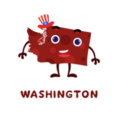 Cute Cartoon Washington State Character Sticker