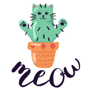 Cute Cat Cactus Plant Cartoon Sticker