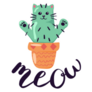 Cute Cat Cactus Plant Cartoon Sticker