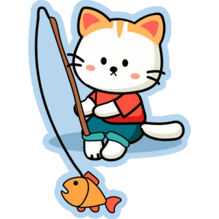 Cute Cat Fishing Sticker