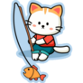 Cute Cat Fishing Sticker