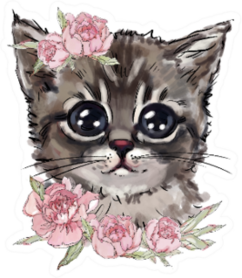 Cute Cat In Rose Flowers Sticker