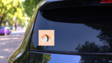 Cute Cat In Sushi Sticker on a Rear Car Window (New) example